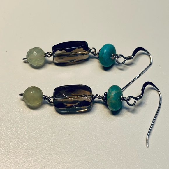 Silpada RARE HTF Sterling Turquoise, Peridot & Smoky Quartz Dangle Earrings - Picture 11 of 15